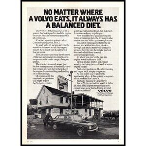 1974 Volvo 140 Series Vintage Print Ad Astro Gas Station Full Service Wall Art